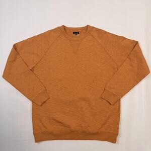J. Peterman Sweatshirt Mens Large Orange Cotton Raglan Crewneck Pullover
